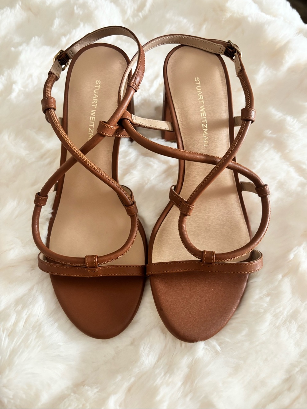 Stuart Weitzman Brown Leather Strappy Heel Sandals